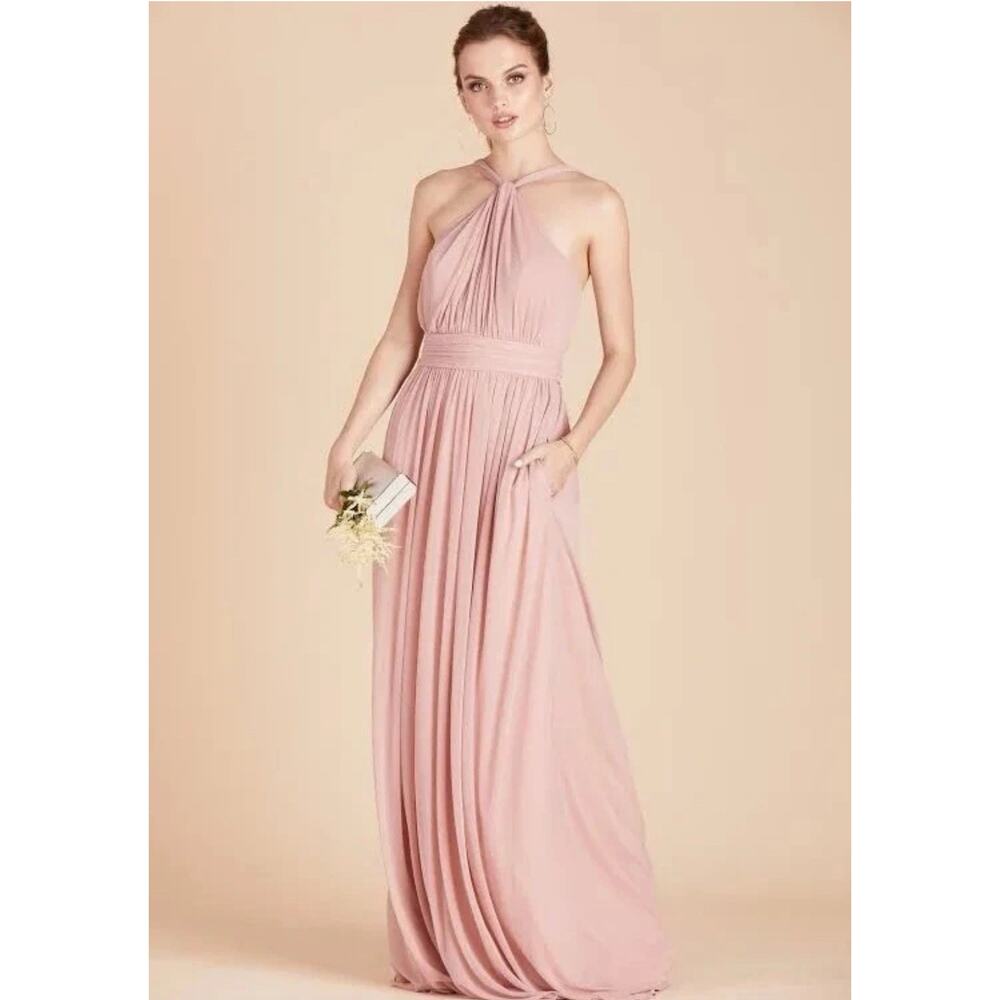 Birdy Grey Kiko Bridesmaid Maxi Dress Women's Size Large Dusty Rose Halter Gown